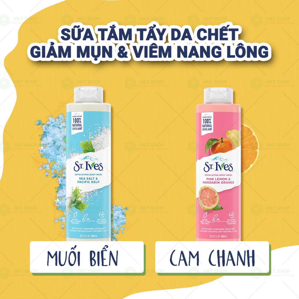 Sữa tắm tẩy tế bào chết St. Ives 650ml - HKT Shop
