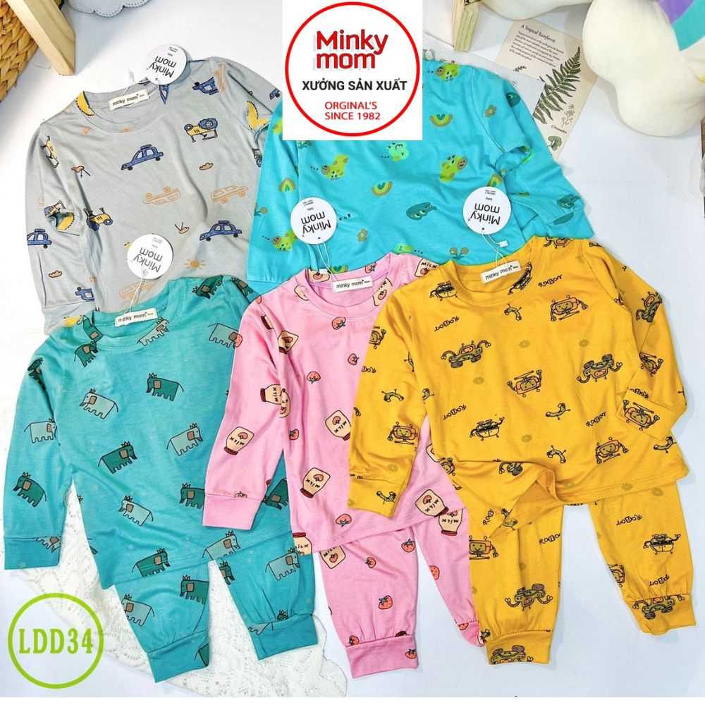 Bộ Dài Tay Cho Bé LDD34 Đồ Bộ Thun Lạnh Cao Cấp Mềm Mịn Thoáng Mát Hàng Chuẩn Loại 1 MINKY MOM Dễ Chịu, Thoải Mái Cho Bé