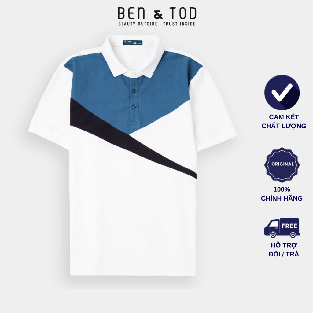 Áo polo nam BEN & TOD R1300BB323 vải thun cotton 100%, nam tính, chỉnh chu, sang trọng, thanh lịch