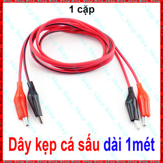 Dây điện đầu kẹp cá sấu dài 1 mét, 1 dây đỏ + 1 dây đen