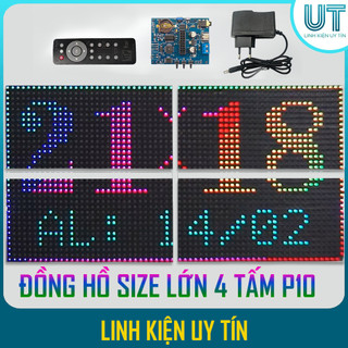 Đồng hồ MATRIX NHÁY THEO NHẠC size lớn 4 tấm P10 - bản 2023 - báo lịch, thời gian, nhiệt độ (Full hiệu ứng)