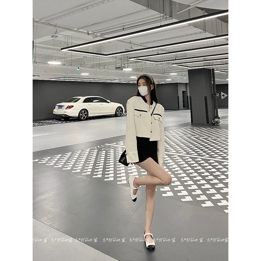 Áo khoác dạ nữ Tweed kẻ caro dáng ngắn tiểu thư cardigan Hai Lớp Cao Cấp Trắng AK04 | BigBuy360 - bigbuy360.vn