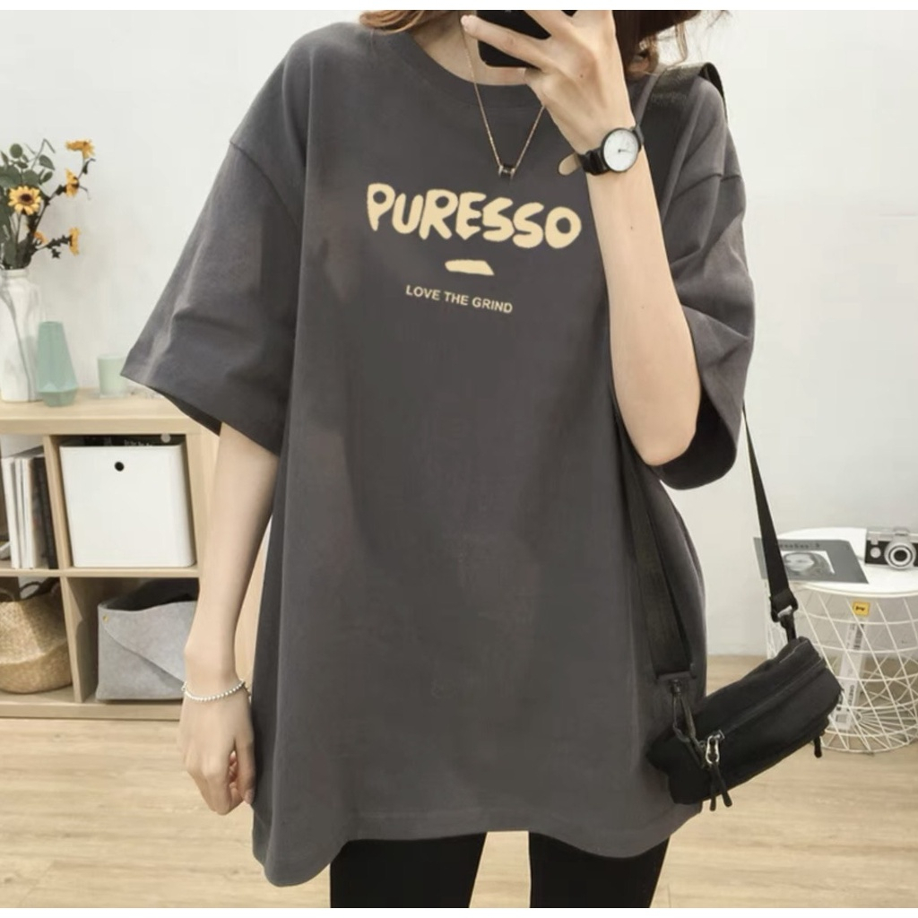 Áo Thun Phông Unisex Nam Nữ In Chữ Puresso Chất Liệu Cotton Thấm Hút Mồ Hôi At23