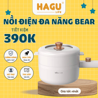 Nồi Lẩu Điện Đa Năng Hầm Cháo, Nấu Mì, Nồi Lẩu Mini Đa Năng, Chiên Rán, Quánh Nấu Cháo 1.6L Bear DRG-P16M2