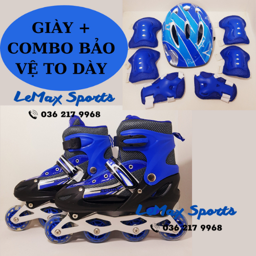 Giày Patin Cho Bé Phát Sáng, Giày Trượt Patin Trẻ Em Gía Rẻ Sport, Có Thể Điều Chỉnh Size Kèm Bảo Vệ Chân Tay Mũ