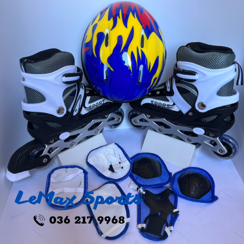 Giày Patin Cho Bé Phát Sáng, Giày Trượt Patin Trẻ Em Gía Rẻ Sport, Có Thể Điều Chỉnh Size Kèm Bảo Vệ Chân Tay Mũ