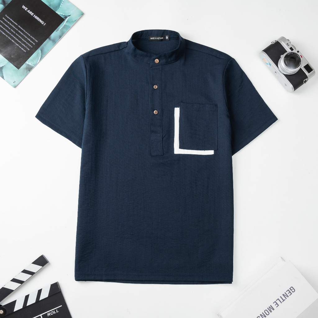 Áo Đũi Nam Cổ Tàu Tay Ngắn Chất Liệu Vải Đũi Mềm Mịn Nhẹ Thoáng Thấm Hút Mồ Hôi Tốt Màu Sắc Thanh Lịch