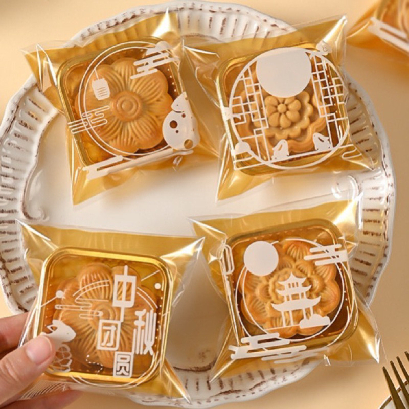 50 Túi + 50 khay đựng bánh trung thu có miệng dán 50g - 125g