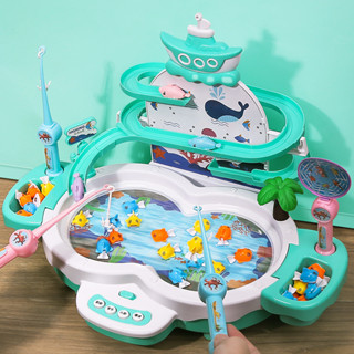 Bộ Đồ Chơi Câu Cá Cầu Trượt Mô Hình Thác Nước Có Đèn Có Nhạc Vui Nhộn  ,Đồ Chơi Câu Cá Thác Nước Cho Bé