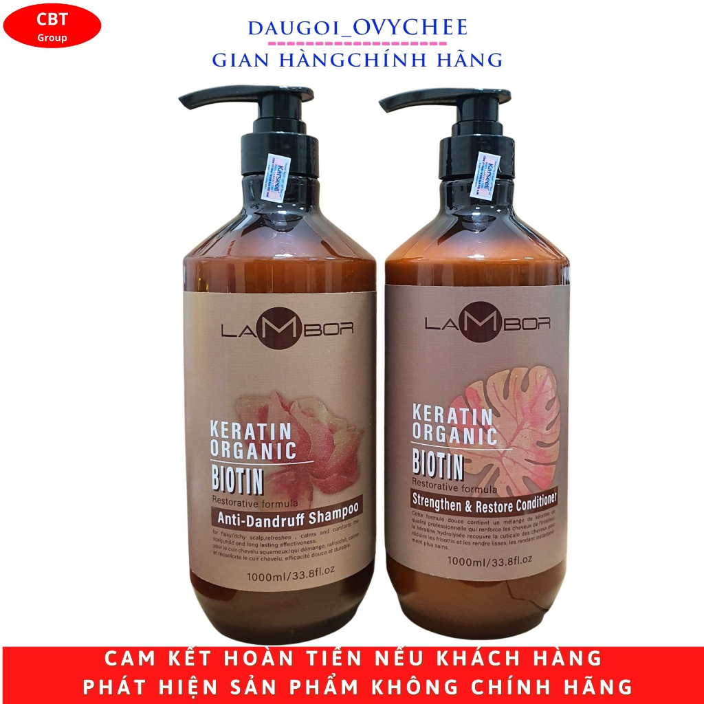 Dầu Gội DầuXả LAMBOR KERATIN 1000ml Sạch Gàu Ngăn Dầu Chống Gãy Rụng Phục Hồi Nang Tóc Siêu Mềm Mượt |DAUGOI_OVYCHEE