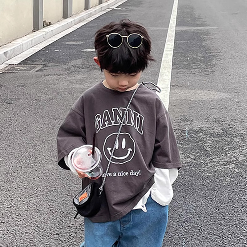 Áo phông phong cách cá tính chất liệu cotton mềm mại cho bé trai bé gái  AOGUNY2303