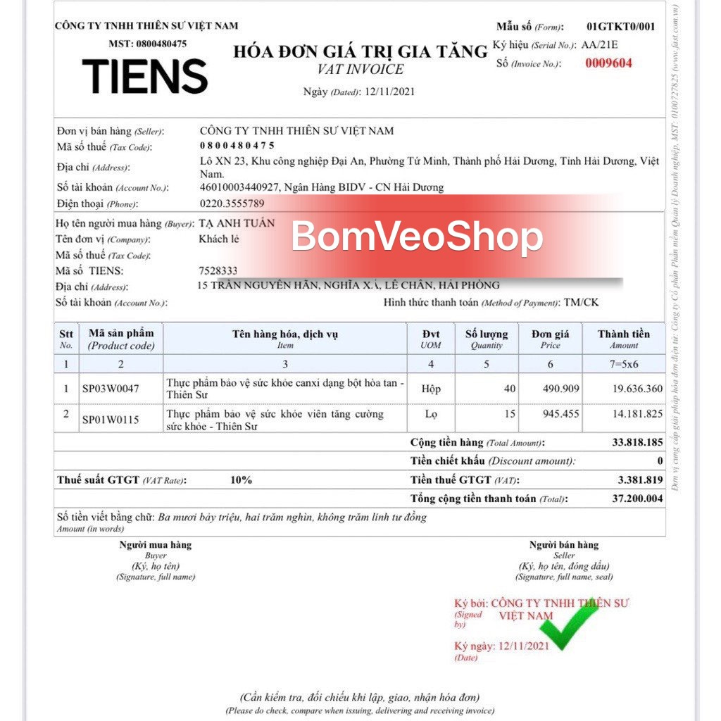 Canxi Dạng Bột Hoà Tan Thiên Sư Tiens 10 Gói