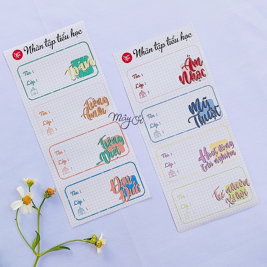 NHÃN VỞ CÓ TÊN MÔN HỌC TIỂU HỌC