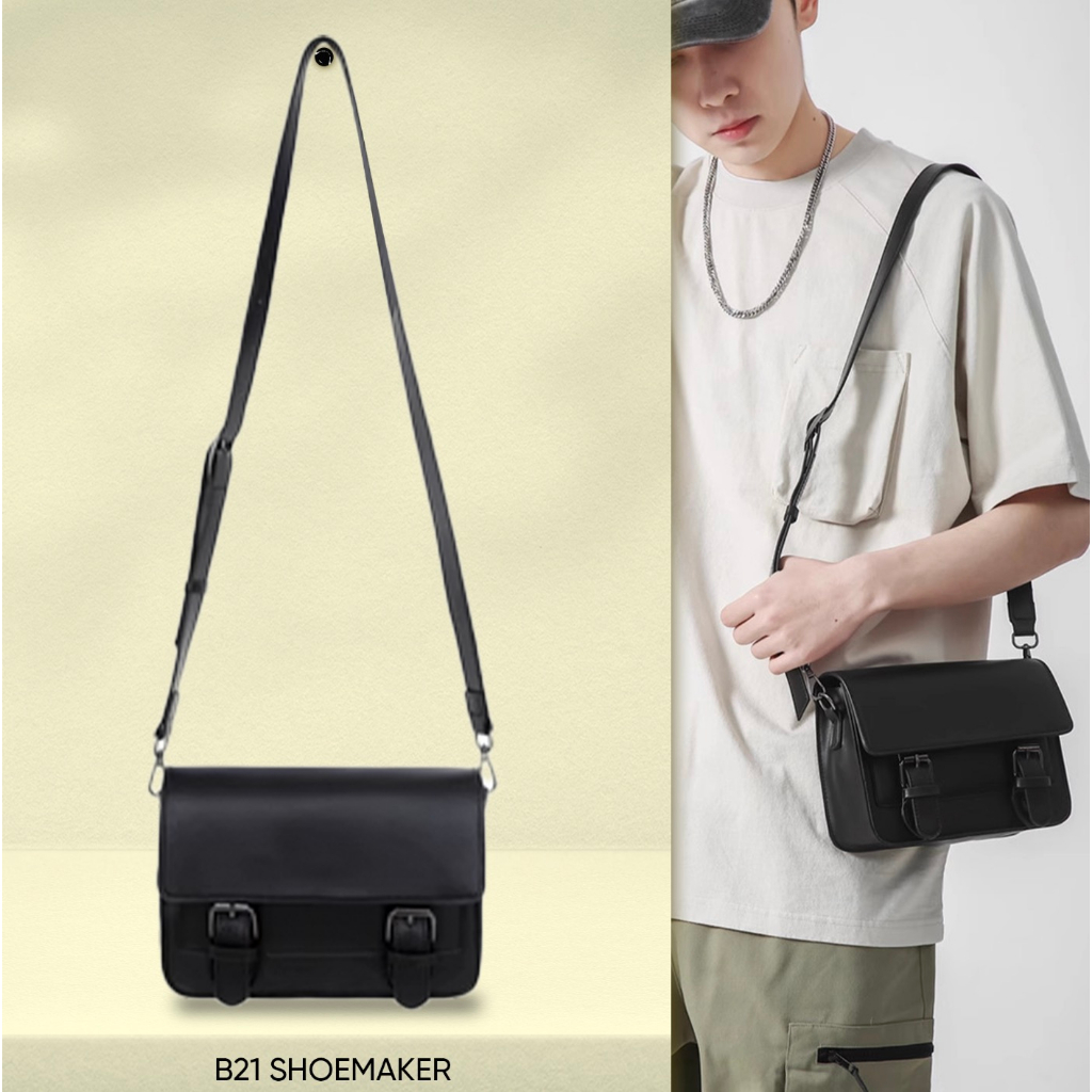 Túi Nam B21 Đeo Chéo Messenger Bag Nắp Gập Túi Đeo Chéo Thời Trang Unisex Da Pu Cao Cấp Tiện Lợi Cá Tính