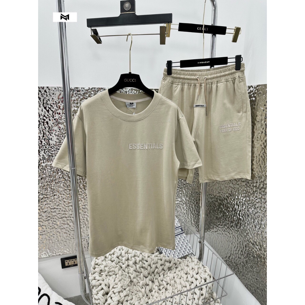 Bộ hè nam cao cấp thời trang Essentials màu be xám