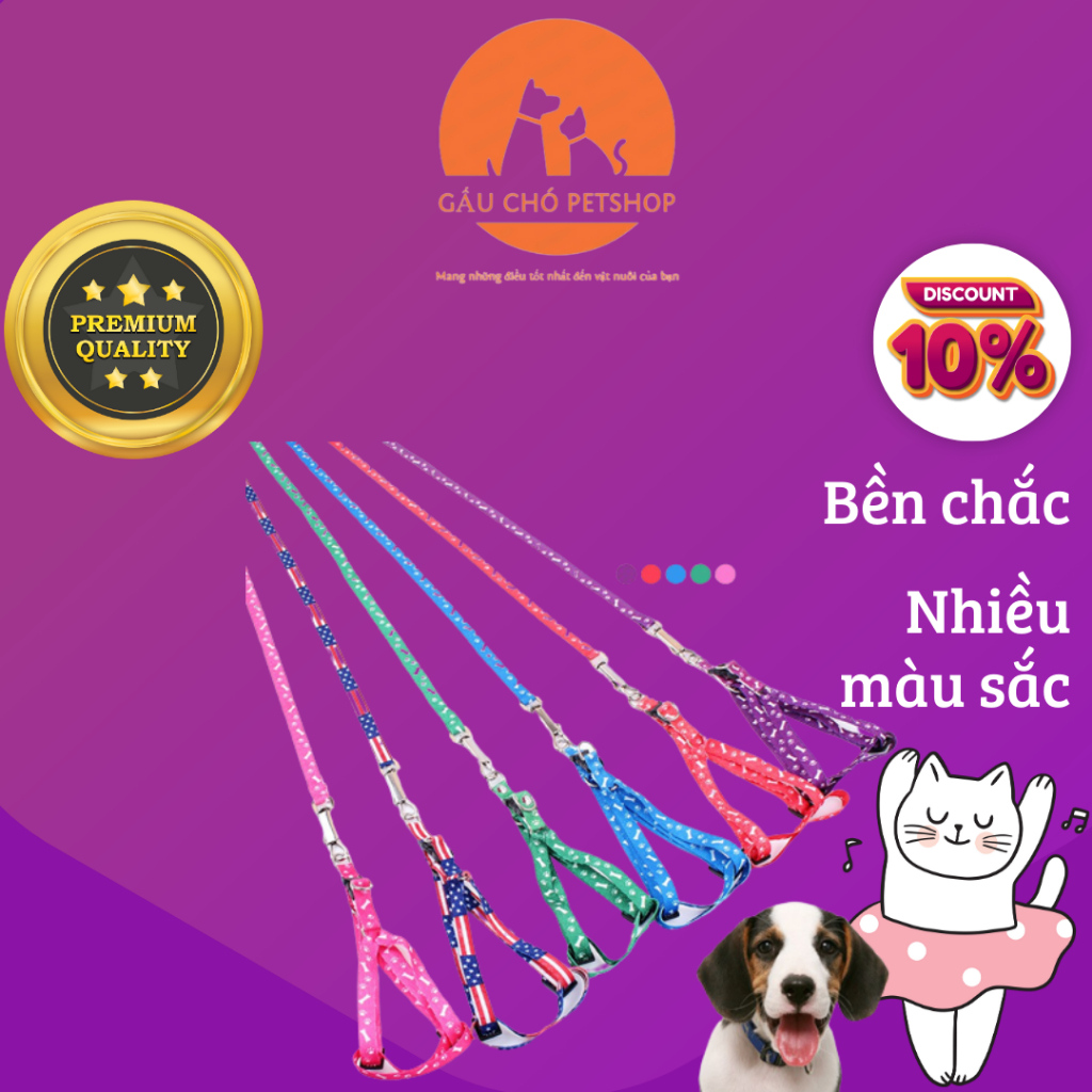 Dây Dắt Chó Mèo Polyester kích thước 1.0, 1.5, 2cm