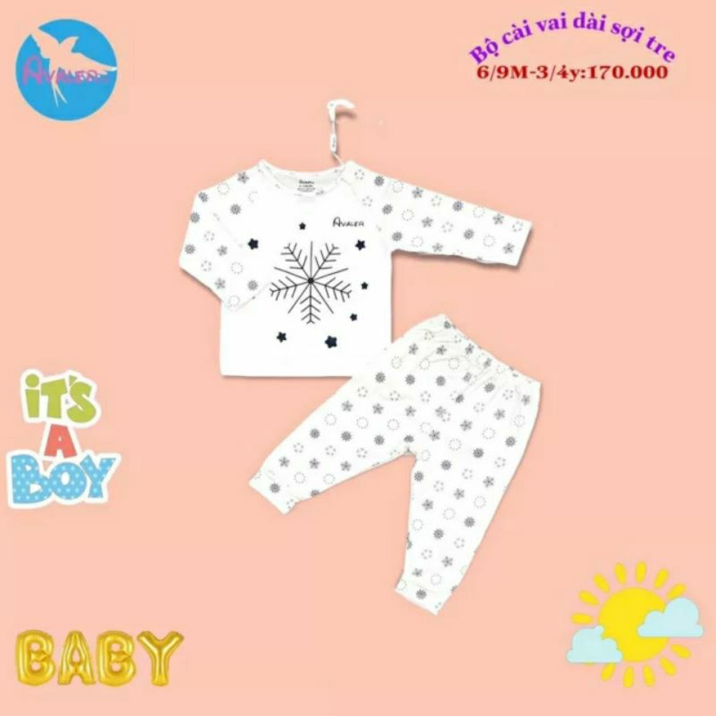 Avaler - Bộ dài tay chất sợi tre cao cấp cho bé trai, bé gái