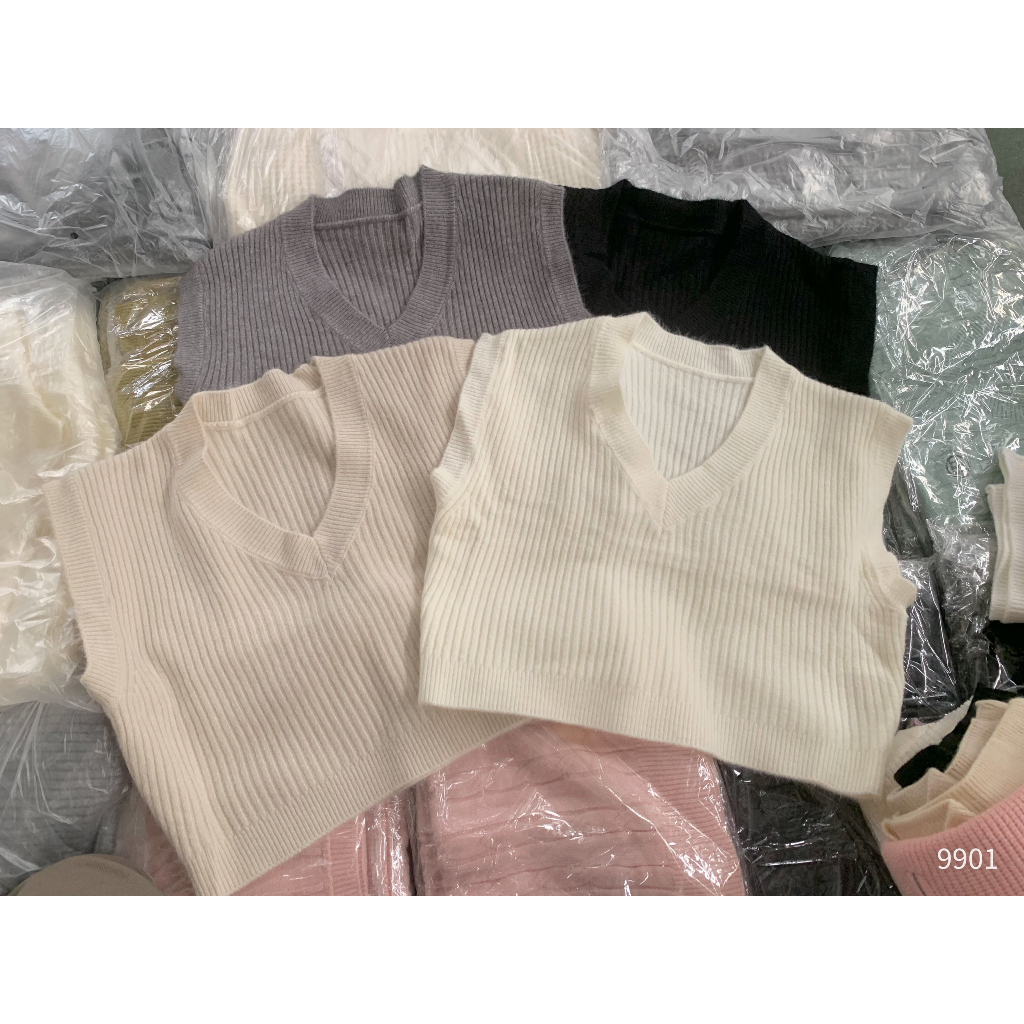 Áo len gile cổ tim phong cách Hàn Quốc dễ thương Hari GenZ 9901 P8k7