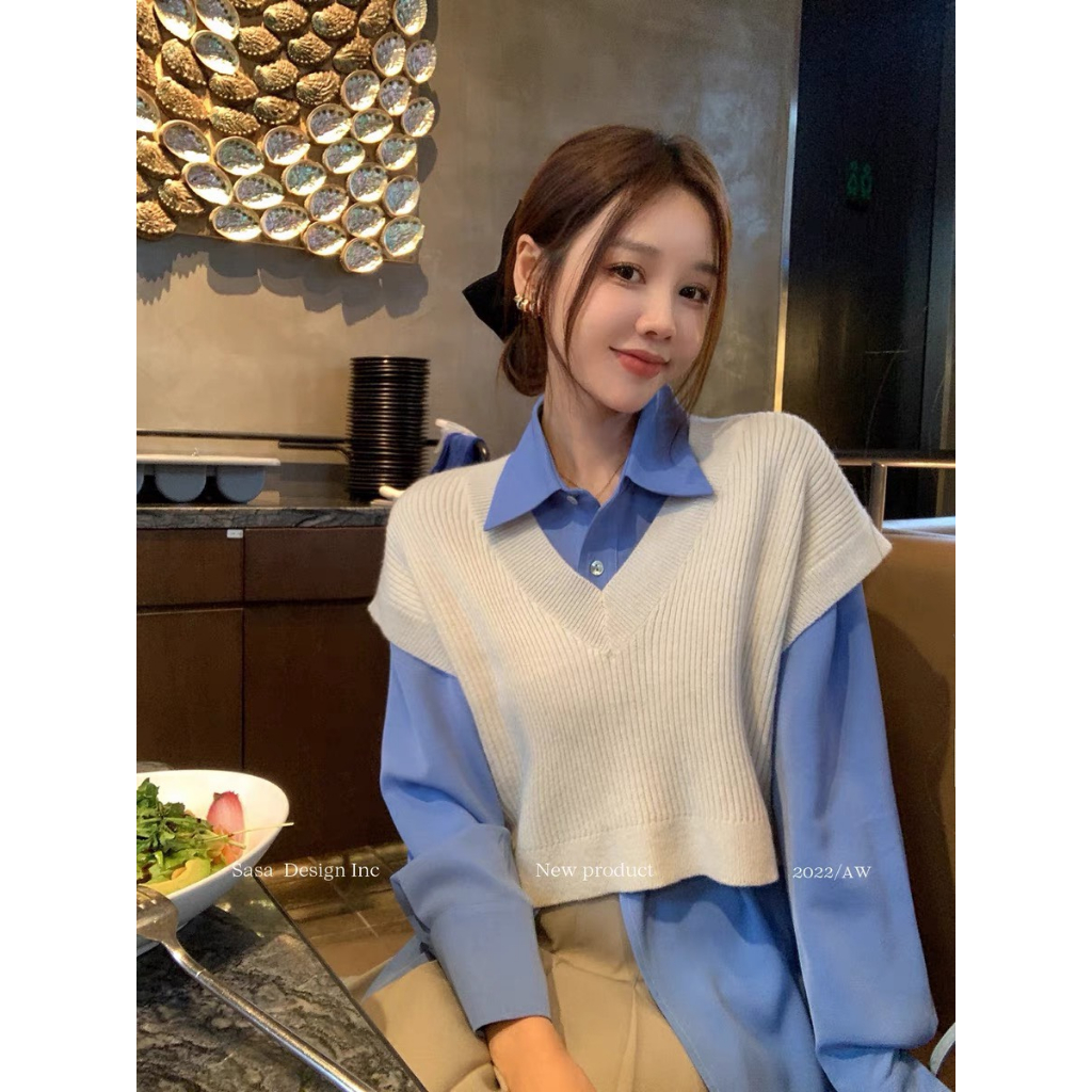 Áo len gile cổ tim phong cách Hàn Quốc dễ thương Hari GenZ 9901 P8k7