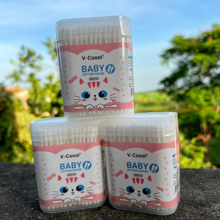 Hộp 200c, 400c tăm bông cho bé sơ sinh