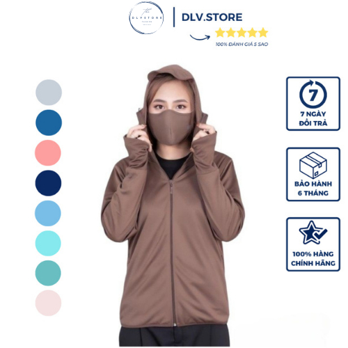 Áo chống nắng nữ 2 lớp lưới nách thông hơi kèm khẩu trang chống tia uv 99 DLV.store