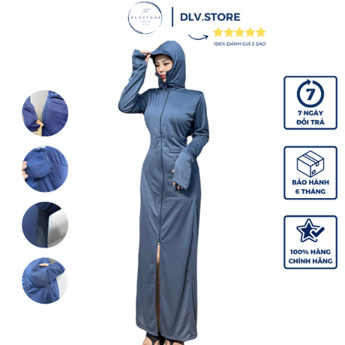 Áo chống nắng toàn thân 2 lớp, áo chống nắng nữ thân dài 2 lớp vải thông hơi cao cấp DLV.Fashion | BigBuy360 - bigbuy360.vn