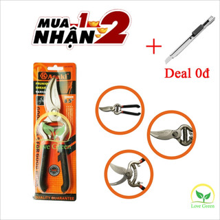 Kéo cắt tỉa cành cầm tay lưỡi cong cán đúc asaki 8651 + tặng kèm dao rọc giấy mini