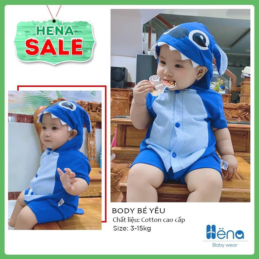 Bộ sưu tập Body hình thú có nón liền dễ thương cho bé, chất liệu cotton đủ size 4-15kg Dolakids-CuteBaby