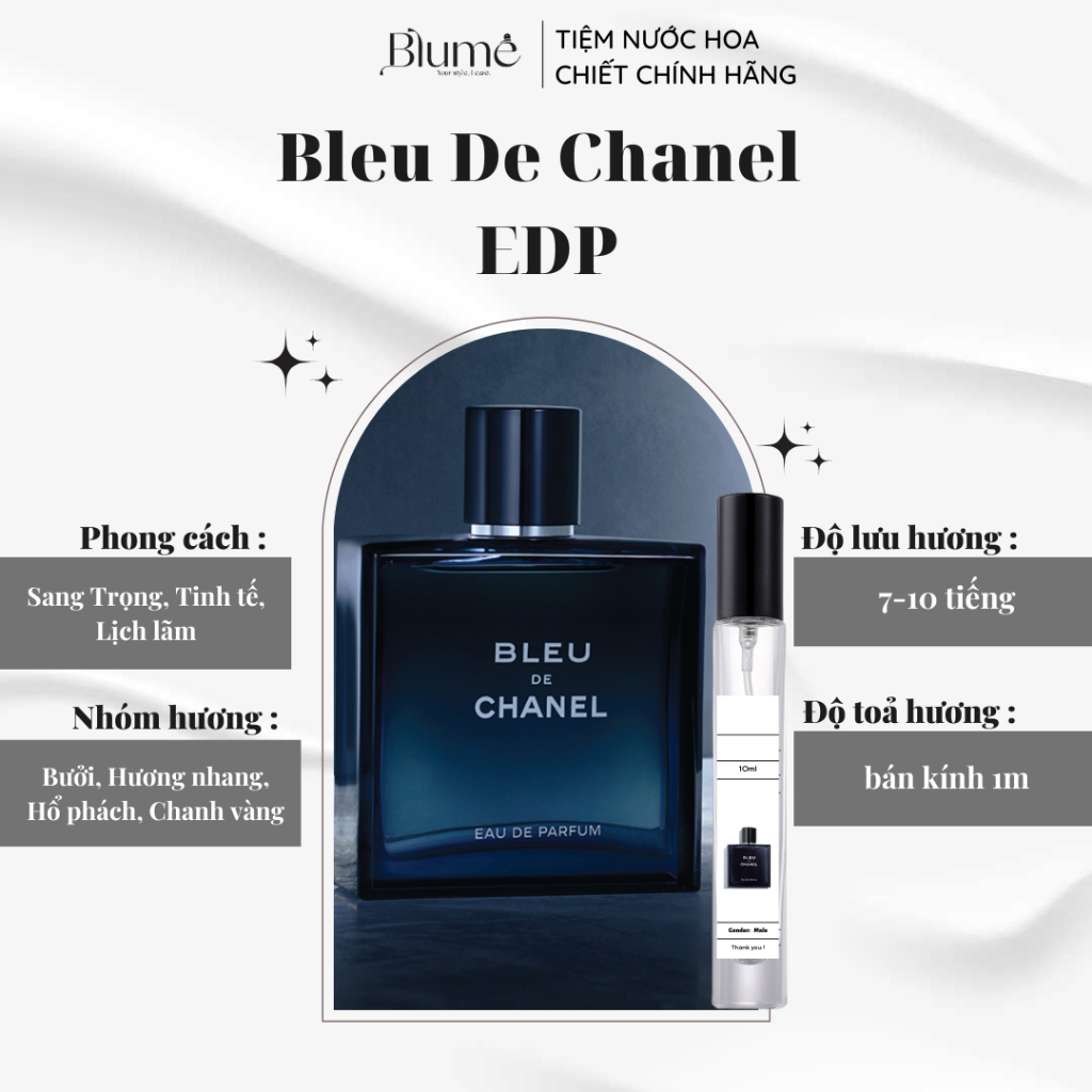 Nước hoa NAM Bleu Chanel EDP mùi sang trọng - Blume Tiệm Nước Hoa