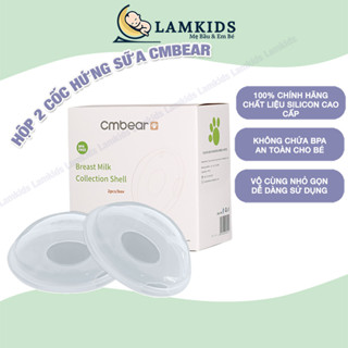 Hộp 02 Cốc Hứng Sữa Silicon, Phễu Hứng Sữa Cmbear Cao Cấp, An Toàn Và Tiện Lợi Có Nút Đậy, Tiện Lợi Khi Nằm Lamkids