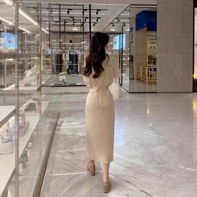 Đầm váy sơ mi kem cánh dơi basic Hàn Quốc