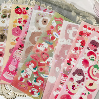 Zanmo tấm hình dán sticker gấu thỏ lấp lánh decor toploader