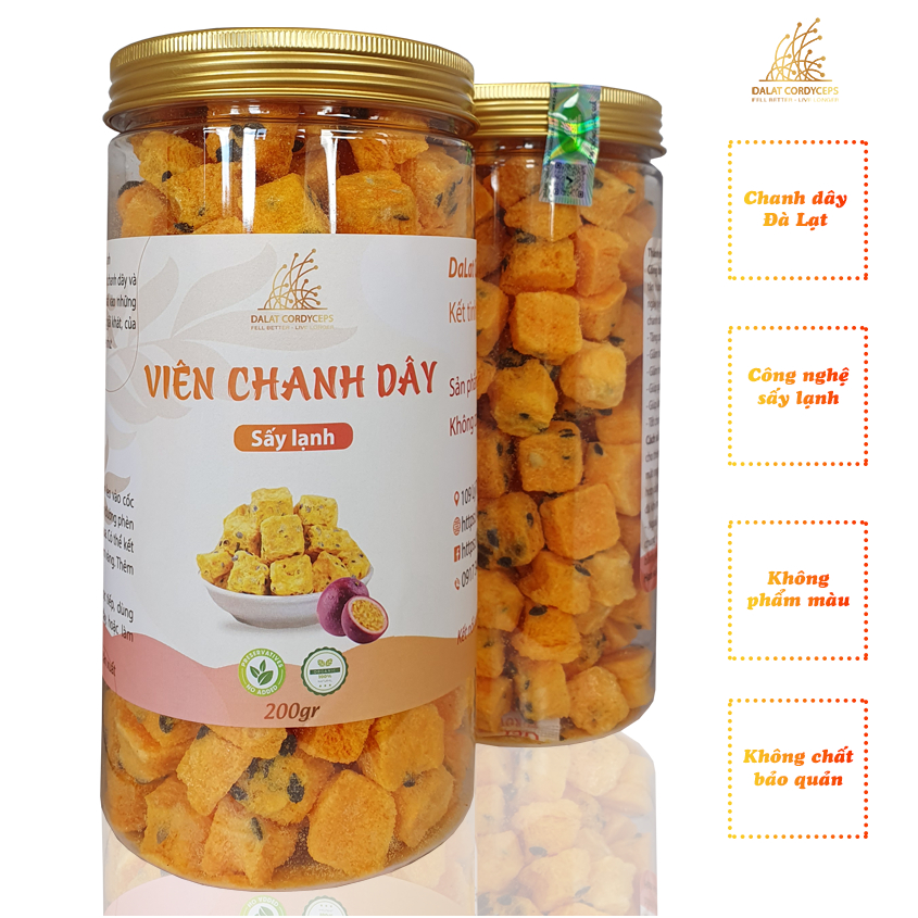 Viên chanh dây, chanh leo khô sấy lạnh - Dalat Cordyceps