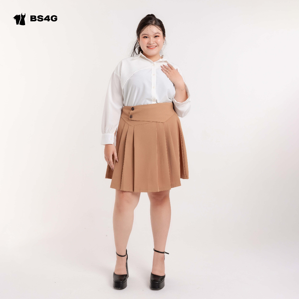 CHÂN VÁY NÂU XẾP LY BIGSIZE - CV027