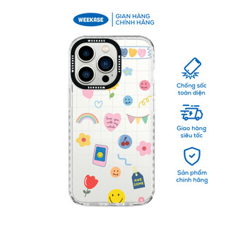 Ốp lưng iPhone viền trắng, đen chống sốc chống va đập Weekase in hình nhiều họa tiết awesome - Màu in cực bền