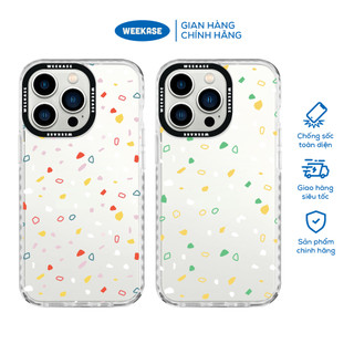Ốp lưng iPhone viền trắng, đen chống sốc chống va đập Weekase in hình chấm nhỏ nhiều màu - Màu in cực bền