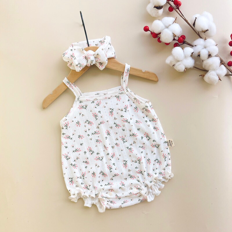 Body dây kèm turban chất liệu cotton Hàn mềm mát cho bé