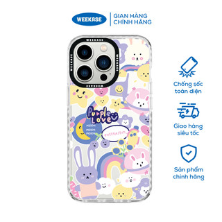Ốp lưng iPhone viền trắng, đen chống sốc chống va đập Weekase in hình thỏ tím - Màu in cực bền