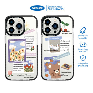 Ốp lưng iPhone viền trắng, đen chống sốc chống va đập Weekase in hình tranh sơn dầu - Màu in cực bền