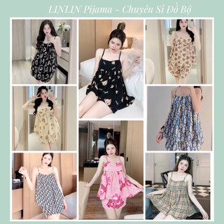 Bộ ngủ - đồ ngủ pijama hai dây kate lụa loại 1