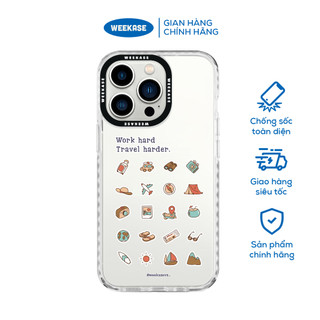 Ốp lưng iPhone viền trắng, đen chống sốc chống va đập Weekase in hình chủ đề du lịch - Màu in cực bền
