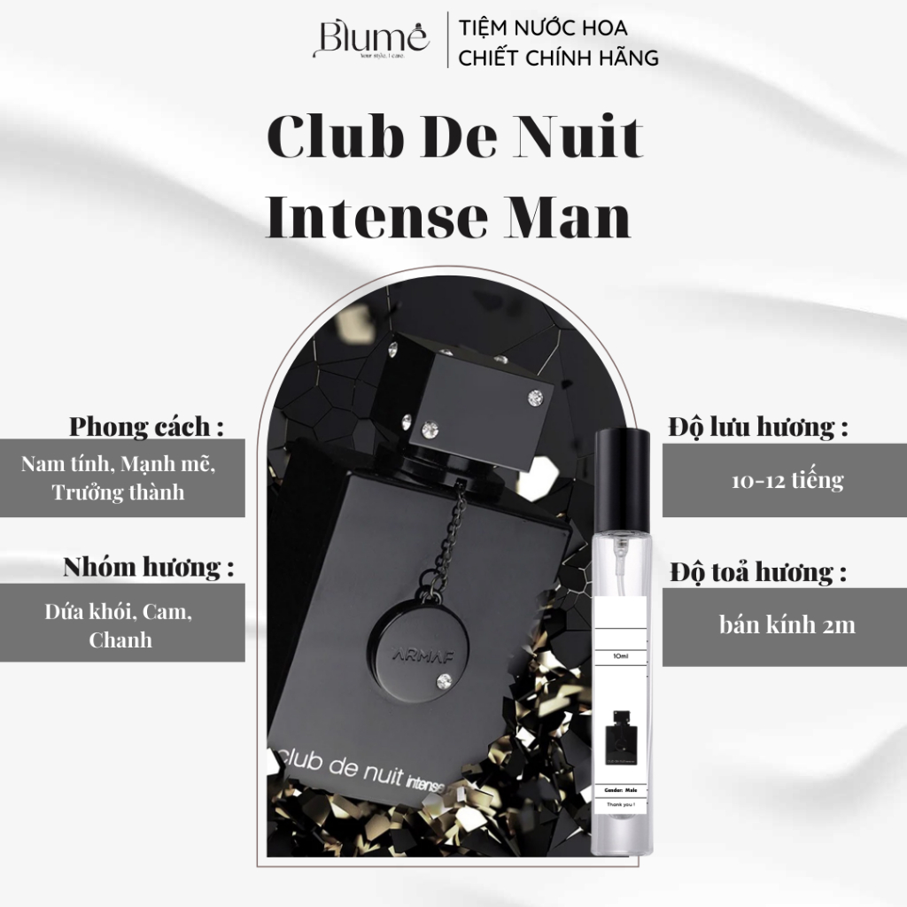 Nước hoa NAM CLUB DE NUIT INTENSE MAN mùi nam tính - Blume Tiệm Nước Hoa