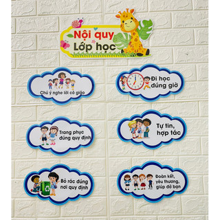 Nội quy lớp học hươu trang trí mầm non kích thước 40x120cm