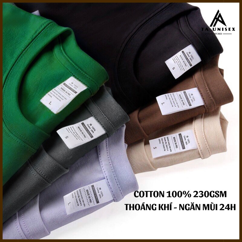 Áo thun nam trơn 100% cotton cao cấp 230gsm unisex