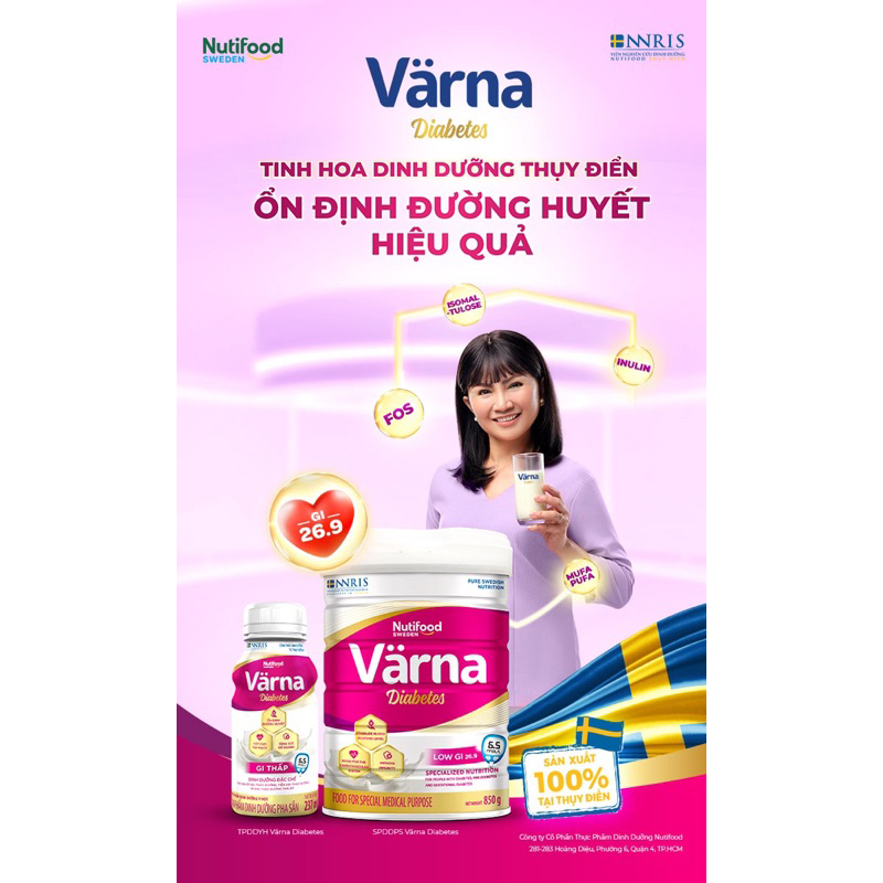 [date moi] Sữa bột Nutifood Varna Diabetes 850g cho người tiểu đường
