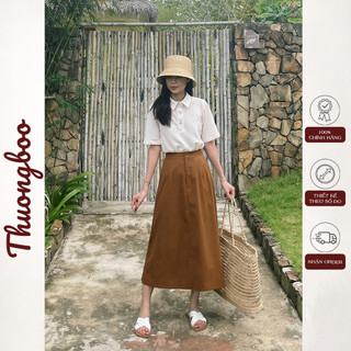 Chân váy dài chữ a thuongboo thanh lịch chất kaki thun hàn che mọi khuyết điểm - lipop skirt
