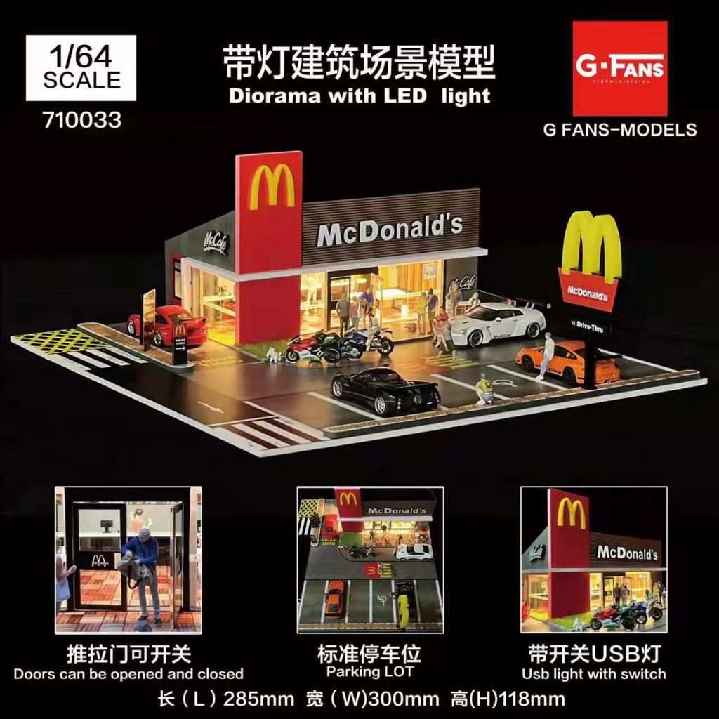MÔ HÌNH DIORAMA 1:64 G-FANS - McDonald's Architectural Diorama With LED Light