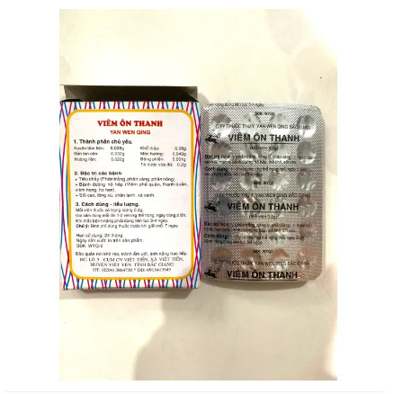 VIÊM ÔN THANH Cho Gà Viêm Họng, Viêm Phế Quản, Sốt Cao, Tiêu Chảy, Dùng Được Cho Gà, Vịt, Chim -  Vỉ 24 Viên