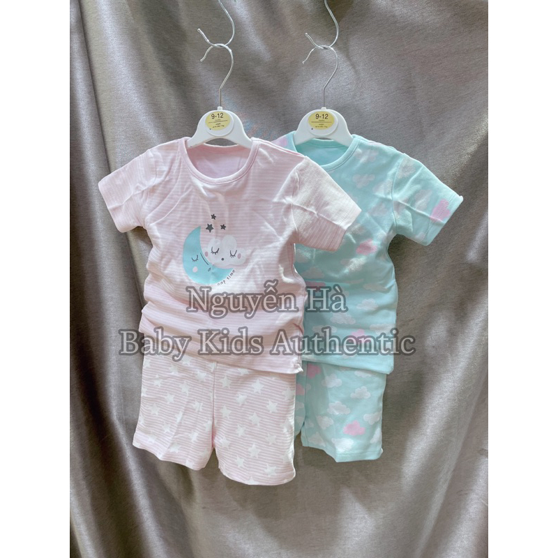 Set 2 bộ hè,bộ quần đùi áo cộc tay hè cotton bé gái sz 6/9m 9/12m 12/18m 18/24m