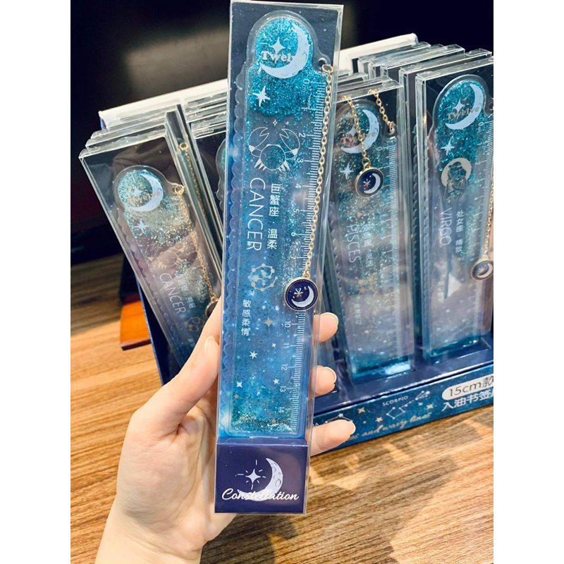 THƯỚC KẺ VẼ DẺO HOẠ TIẾT KIM TUYẾN MẶT DÂY CHUYỀN THỎ CUTE VA CHÒM SAO
